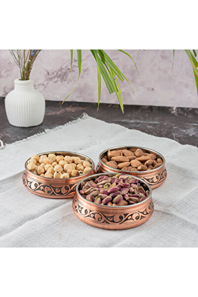 DMT COPPER HOME Dmt Gaziantep Bakır Kahvaltı Tabağı Seti Kahvaltı Kasesi Çere...