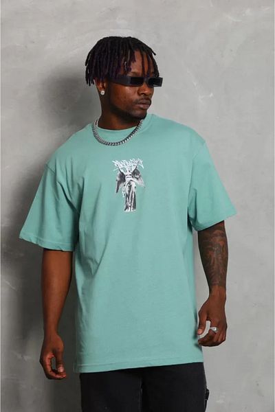 Modayakamoz Μπλουζάκι Unisex Oversize Mint Green Crew Neck
