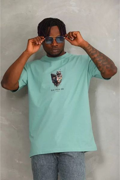 Modayakamoz Μπλουζάκι Unisex Oversize Mint Green Crew Neck