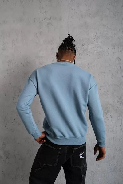 MD Kumsal Men's Plain Crew Neck Sweat - Blue