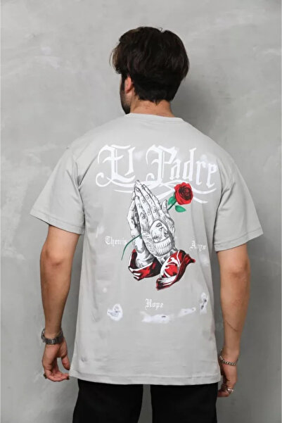 UFC 1985 TOP BRAND Unisex Crew Neck Printed Oversize T-Shirt - Gray