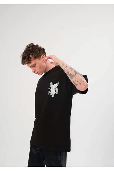 COTTONLAB Μπλουζάκι Unisex Crew Neck Printed Oversize - Μαύρο
