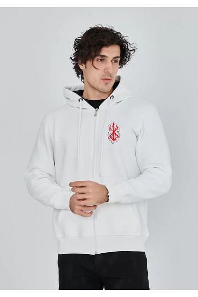 JANES Λευκό μπλουζάκι με κουκούλα Unisex - Ολόσωμο φερμουάρ
