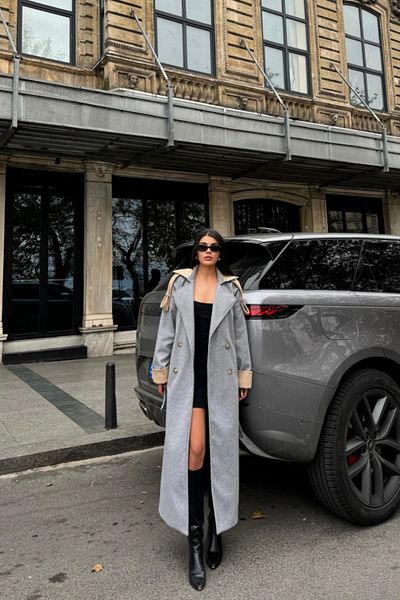 modaserdem Coat collar and cuff beige - gray