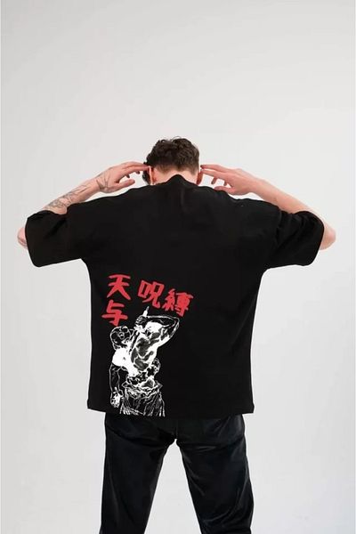 COTTONLAB Μπλουζάκι Unisex Crew Neck Printed Oversize - Μαύρο
