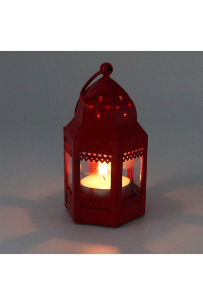 enyareshome Dekoratif Metal Camlı Şamdan Mumluk  Tealight 10cm x 8cm
