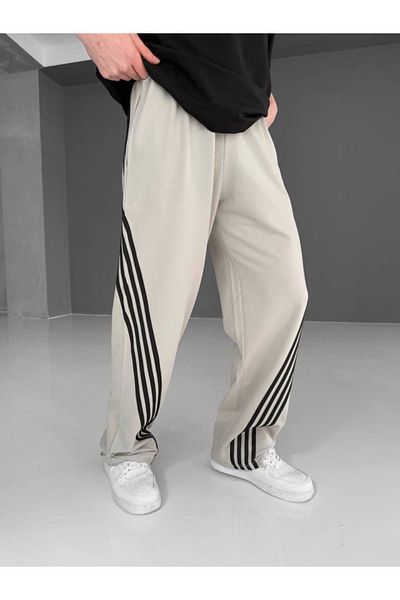 Ebedi Beige Two Thread Fabric Stripe Bottom Tracksuit