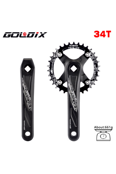 Choice1 مجموعة كرنك دراجة GOLDIX ذات الفتحة المربعة 34T ذات الكرنك الأسود مقا...