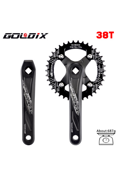 Choice1 مجموعة كرنك دراجة GOLDIX ذات الفتحة المربعة 38T ذات الكرنك الأسود 170...