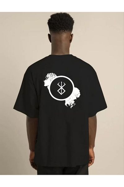 COTTONLAB Μπλουζάκι Unisex Crew Neck Printed Oversize - Μαύρο