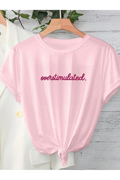 OVER HEAD Ženski preterano stimulisan tekst Štampano Oversize kroj T-shirt