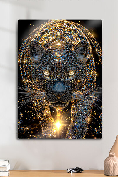 DekorHane Metal Baskı - Gold Panter, Luxury Altın - Dekoratif Duvar Tablosu