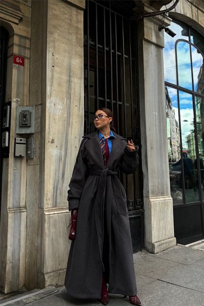 modaserdem    Kaşe Thick Coat Long - Anthracite