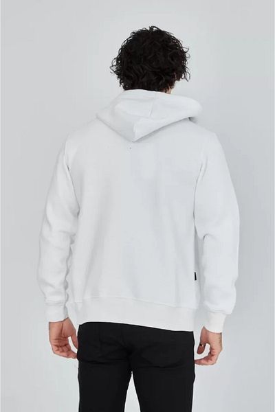 JANES Unisex Λευκό φούτερ με κουκούλα με πλήρες φερμουάρ