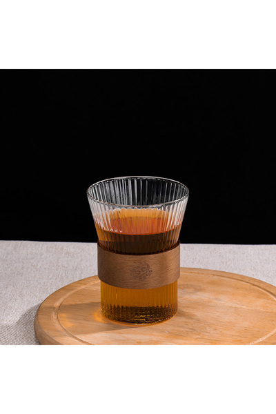 Choice كوب قهوة زجاجي من جيانكسي، 300 مل، على الطراز الياباني، مصنوع من خشب الجوز، مزود بغطاء شفاف، وأكواب كاواي، وأدوات قهوة