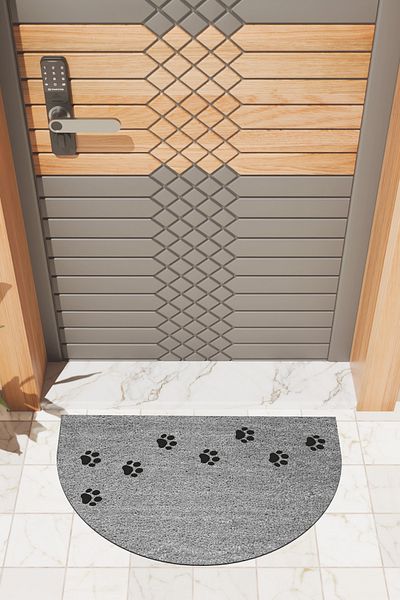 Rugmood Modern Digital Doormat Gray Multi-Paw Doormat - Front Door Mat