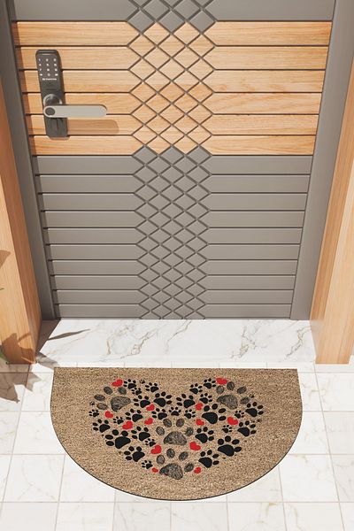 Rugmood Модерна дигитална изтривалка Кафяво сърце и лапи - Изтривалка за врата