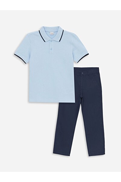 LC Waikiki Tricou și pantaloni pentru băieți LCW Kids BLUE cu guler polo