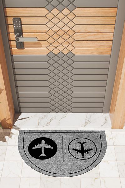 Dormot Home Modern Digital Doormat Gray Airplane Doormat - Front Door Mat