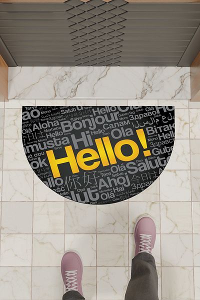 Dormot Home Modern Digital Doormat Black Yellow Hello Text Doormat - Front Door Mat