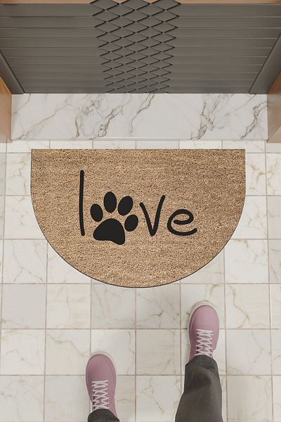 Dormot Home Brown Modern Digital Love Mat - Front Door Paw