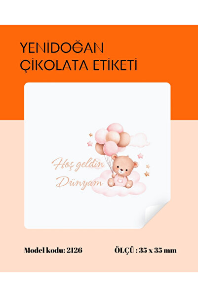 arl etiket tasarım dijital baskı merkezi Yenidoğan Çikolata Etiketi 3,5 x 3,5...