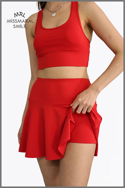 missmaral Magas derekú piros szoknya - fix rövidnadrággal, Lycra Casual Beachwear Tenisz 1101