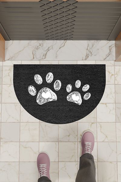 Dormot Home Modern Digital Doormat Black Double Paw Doormat - Front Door Mat