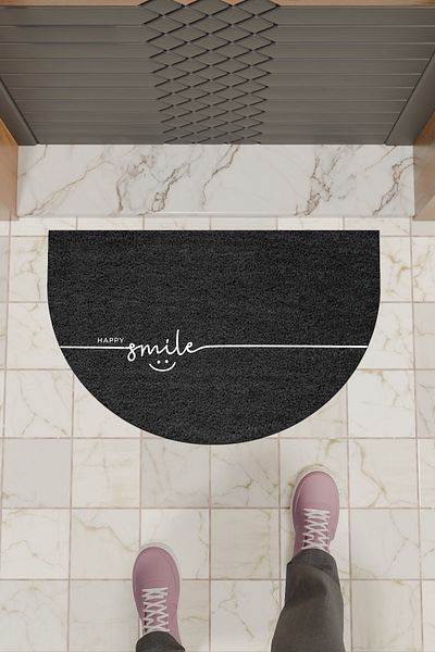 Dormot Home Modern Digital Doormat Black Happy Smile Doormat - Front Door Mat