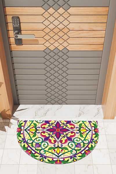 Dormot Home Modern Digital Doormat Colorful Mandala Pattern Doormat - Front Door Mat