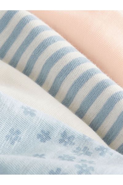 Next Baby Set de 4 tricouri din bumbac cu mânecă scurtă, albastru crem