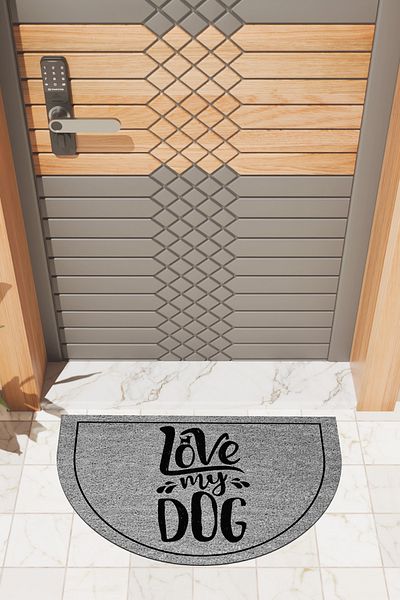 Rugmood Modern Digital Doormat Gray Love My Dog Doormat - Front Door Mat