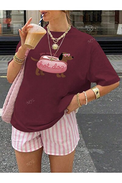OVER HEAD Tricou oversize cu imprimeu Hot Dog pentru femei