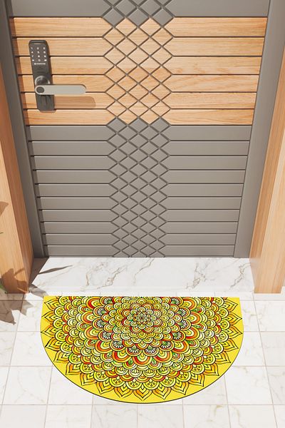 Dormot Home Modern Digital Doormat Yellow Mandala Pattern Doormat - Front Door Mat