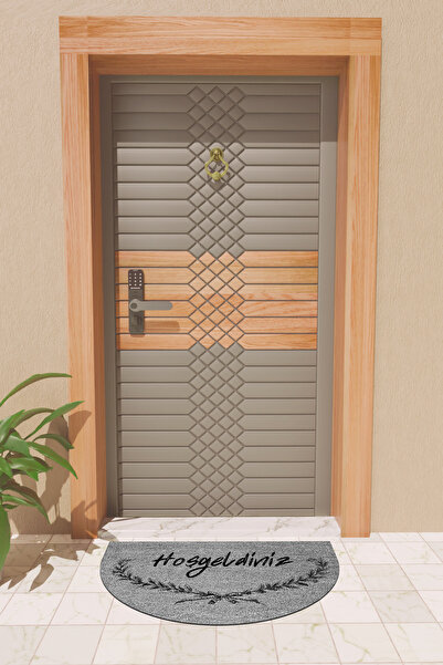 Rugmood Modern Dijital Paspas Gri Hoşgeldiniz Paspas - Kapı Önü Paspası
