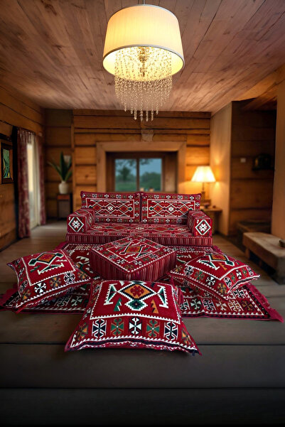 mdhomecarpet Anadolu Kırmızı Şark köşesi Takım 10 Parça Süngerli Garantili