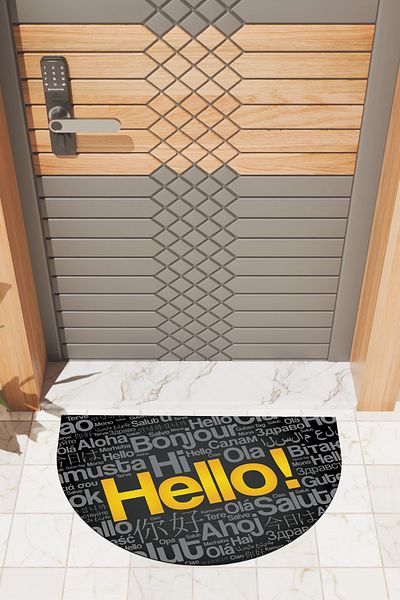 Dormot Home Modern Digital Doormat Black Yellow Hello Text Doormat - Front Door Mat