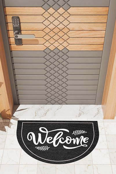 Rugmood Modern Digital Doormat Black Welcome Doormat - Front Door Mat