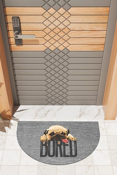Dormot Home Modern Digital Doormat Gray Pug Bored Doormat - Front Door Mat