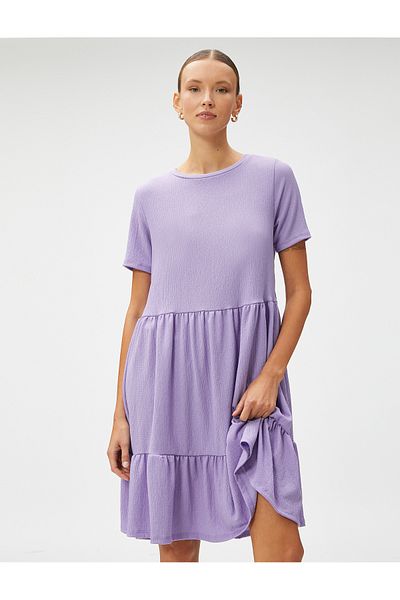 Koton Short Dress Layered Short Sleeve Crew Neck
