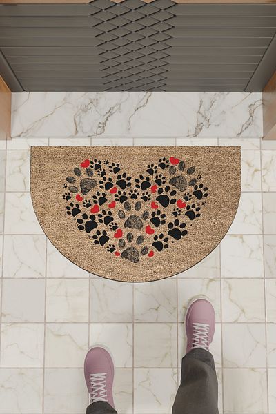 Rugmood Модерна дигитална изтривалка Кафяво сърце и лапи - Изтривалка за врата