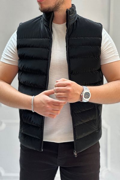Moderk Men's High Quality Carbon Fabric Seasonal Vest with Inner Pocket