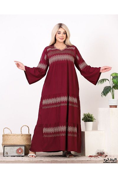 Genrics Comfortable and flowing embroidered cotton fabric reception jalabiya