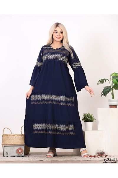 Genrics Comfortable and flowing embroidered cotton fabric reception jalabiya