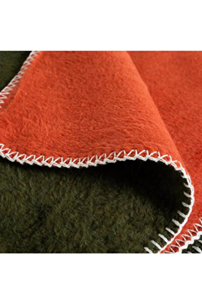 Minteks Çift Kişilik Çift Taraflı Pamuklu Battaniye Haki Ve Turuncu Tonlar - Ana Sayfa