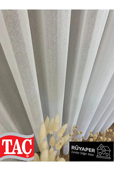 Taç Ecru Linen Effect 1/3 Sik Pleat Tulle Curtain