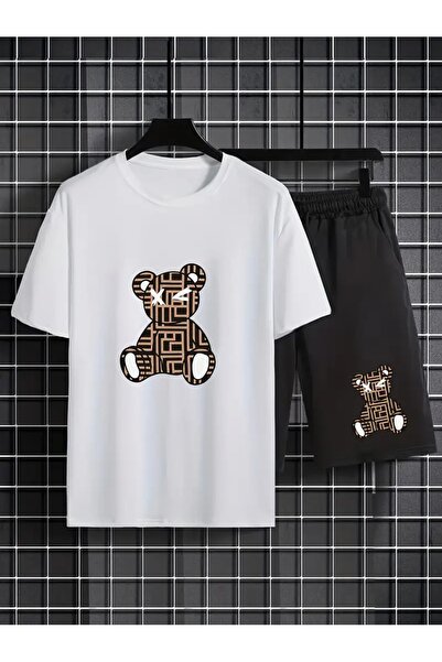 LAND MODA Set de ținute casual pentru bărbați, cu imprimeu CUTE BEAR, 2 piese...