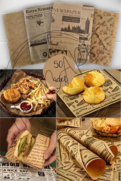 HETicaret Self Patterned Oil Paper| 50 Pieces Vintage Newspaper Pattern Prese...