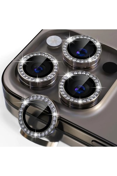 Ceptex iPhone 15 Pro / 15 Pro Max Compatible Shiny Stone Camera Lens Protector