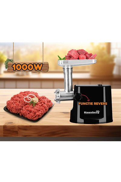 Hausberg Μηχανή κοπής κιμά Hb-3415ng, 1000 W, 1kg/min, μαύρη